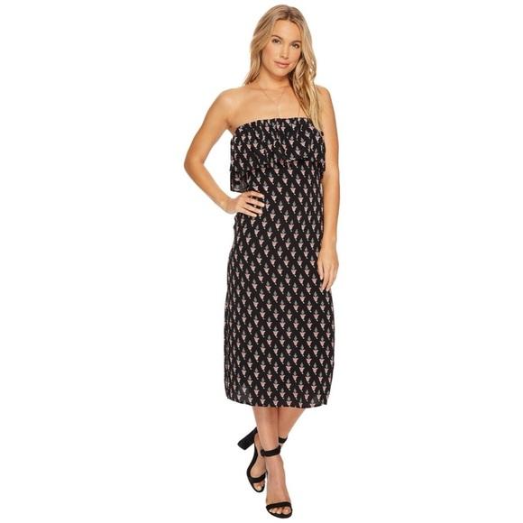 Flynn Skye Dresses & Skirts - Flynn Skye Strapless Fiona Midi Dress Dark Tulips Size Small